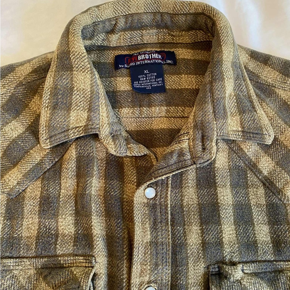 Brother Men's Checkered Shirt Jacket - green and Cream